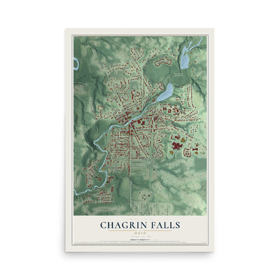 Map of Chagrin Falls, Ohio, 12 x 18 inch unframed archival matte print