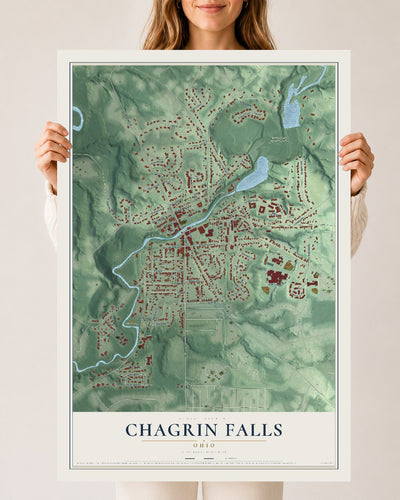 Map of Chagrin Falls, Ohio, 24 x 36 inch unframed archival matte print