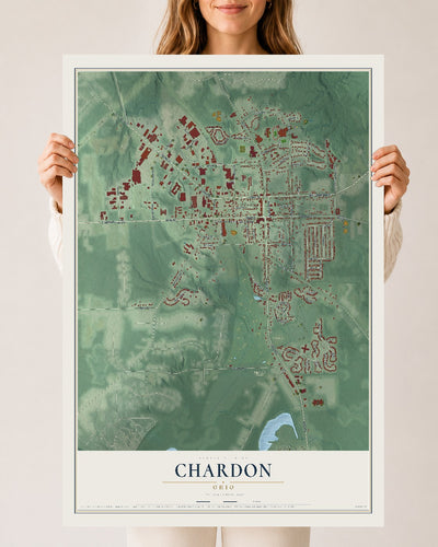 Map of Chardon, Ohio, 24 x 36 inch unframed archival matte print