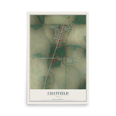 Map of Chatfield, Ohio, 12 x 18 inch unframed archival matte print