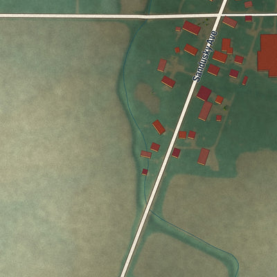 Second close-up of the map of Chatfield, Ohio print showing more streets and buildings