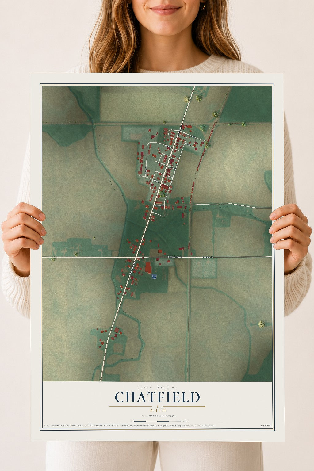 Map of Chatfield, Ohio, 18 x 24 inch unframed archival matte print