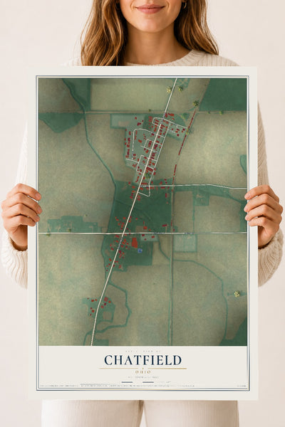 Map of Chatfield, Ohio, 18 x 24 inch unframed archival matte print