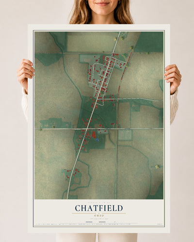 Map of Chatfield, Ohio, 24 x 36 inch unframed archival matte print
