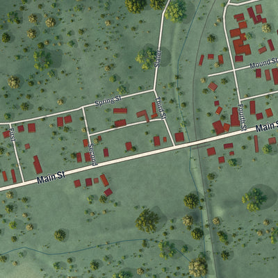 Second close-up of the map of Chauncey, Ohio print showing more streets and buildings