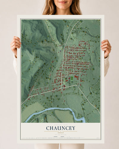 Map of Chauncey, Ohio, 24 x 36 inch unframed archival matte print