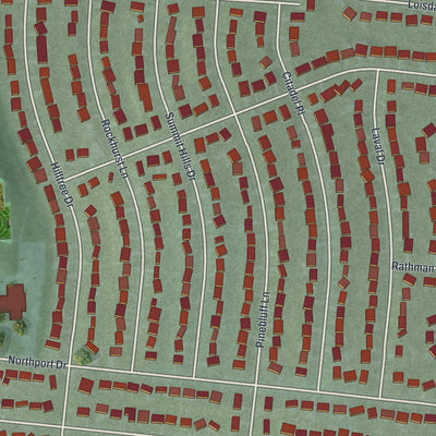 Close-up of the map of Cherry Grove, Ohio print showing street and building detail