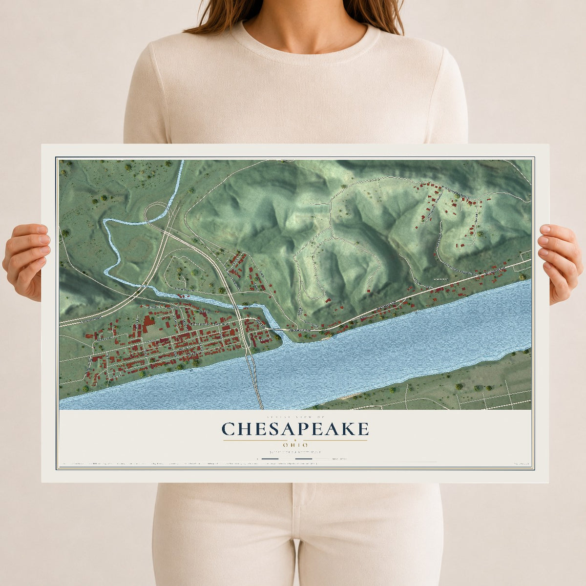Map of Chesapeake, Ohio, 12 x 18 inch unframed archival matte print