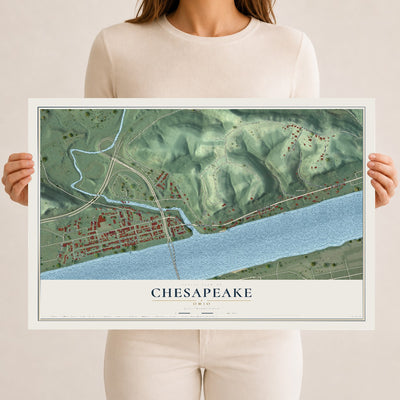 Map of Chesapeake, Ohio, 12 x 18 inch unframed archival matte print