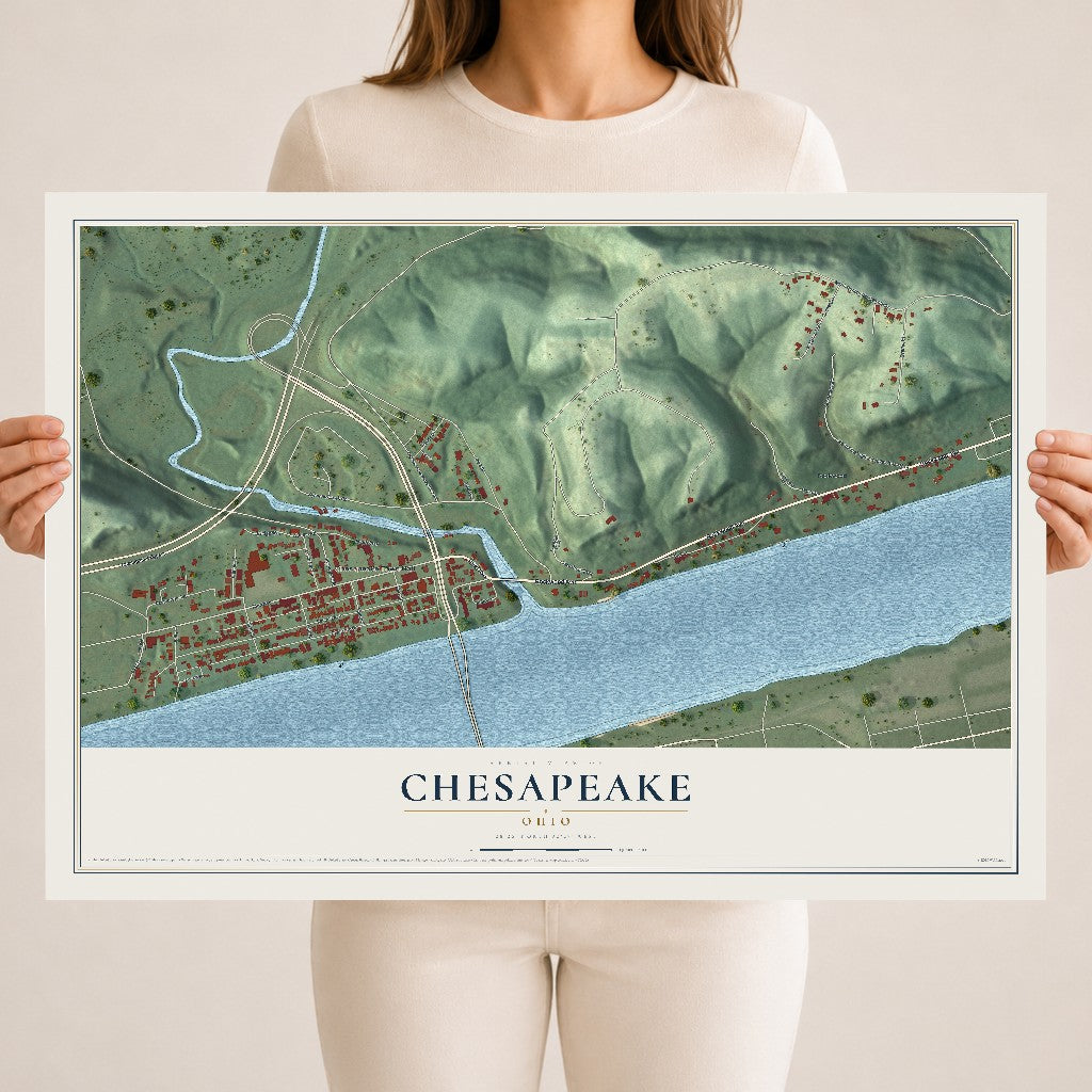 Map of Chesapeake, Ohio, 18 x 24 inch unframed archival matte print