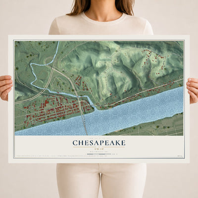 Map of Chesapeake, Ohio, 18 x 24 inch unframed archival matte print