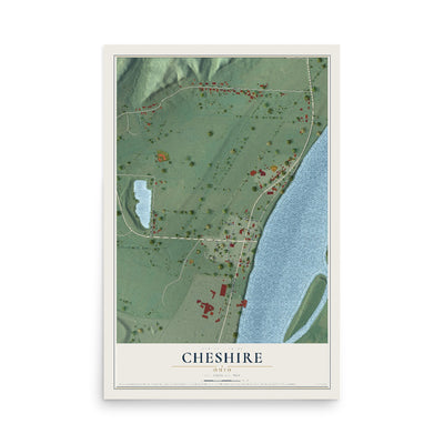 Map of Cheshire, Ohio, 12 x 18 inch unframed archival matte print