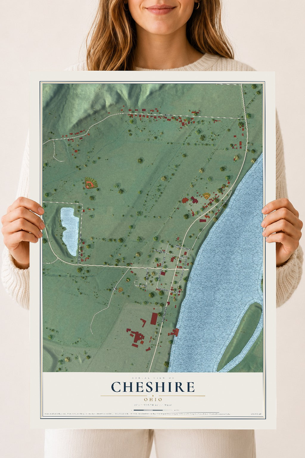 Map of Cheshire, Ohio, 18 x 24 inch unframed archival matte print