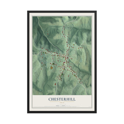Map of Chesterhill, Ohio, 12 x 18 inch print in a black wood frame