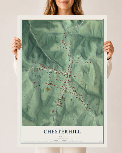 Map of Chesterhill, Ohio, 24 x 36 inch unframed archival matte print