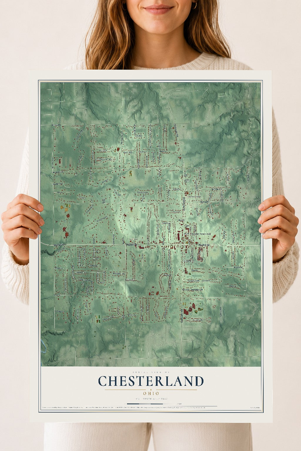 Map of Chesterland, Ohio, 18 x 24 inch unframed archival matte print
