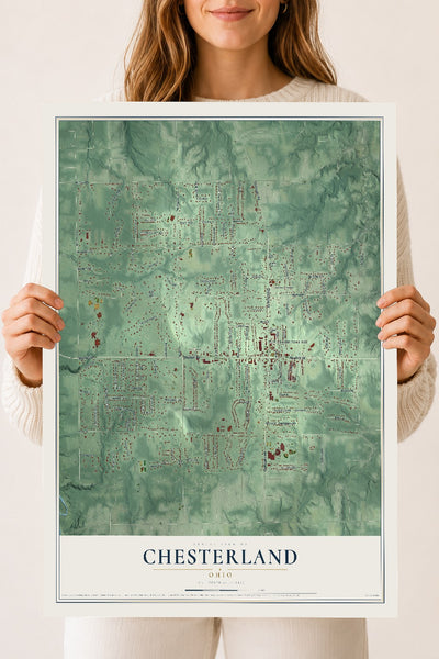 Map of Chesterland, Ohio, 18 x 24 inch unframed archival matte print