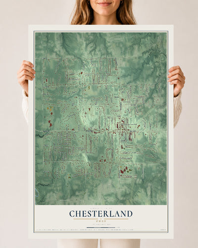Map of Chesterland, Ohio, 24 x 36 inch unframed archival matte print