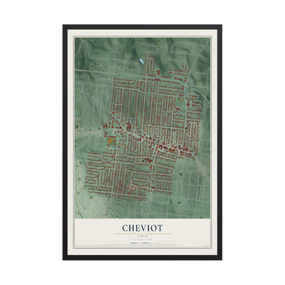 Map of Cheviot, Ohio, 12 x 18 inch print in a black wood frame