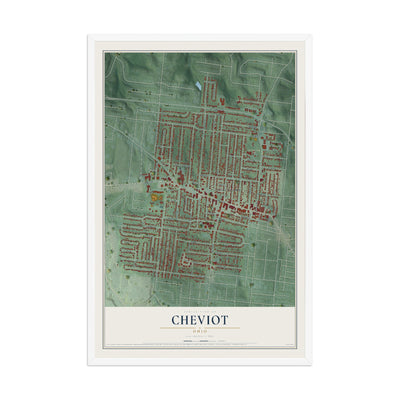 Map of Cheviot, Ohio, 12 x 18 inch print in a white wood frame