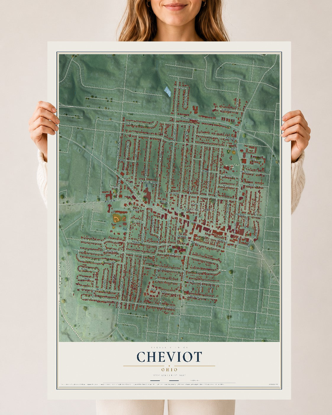 Map of Cheviot, Ohio, 24 x 36 inch unframed archival matte print