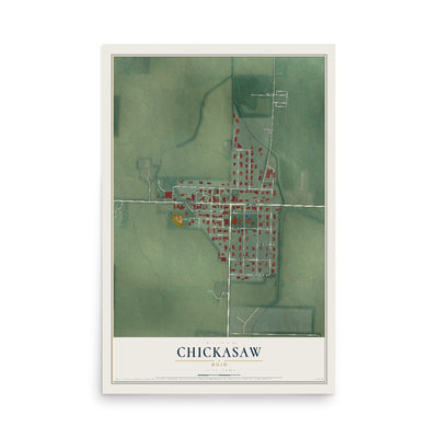 Map of Chickasaw, Ohio, 12 x 18 inch unframed archival matte print