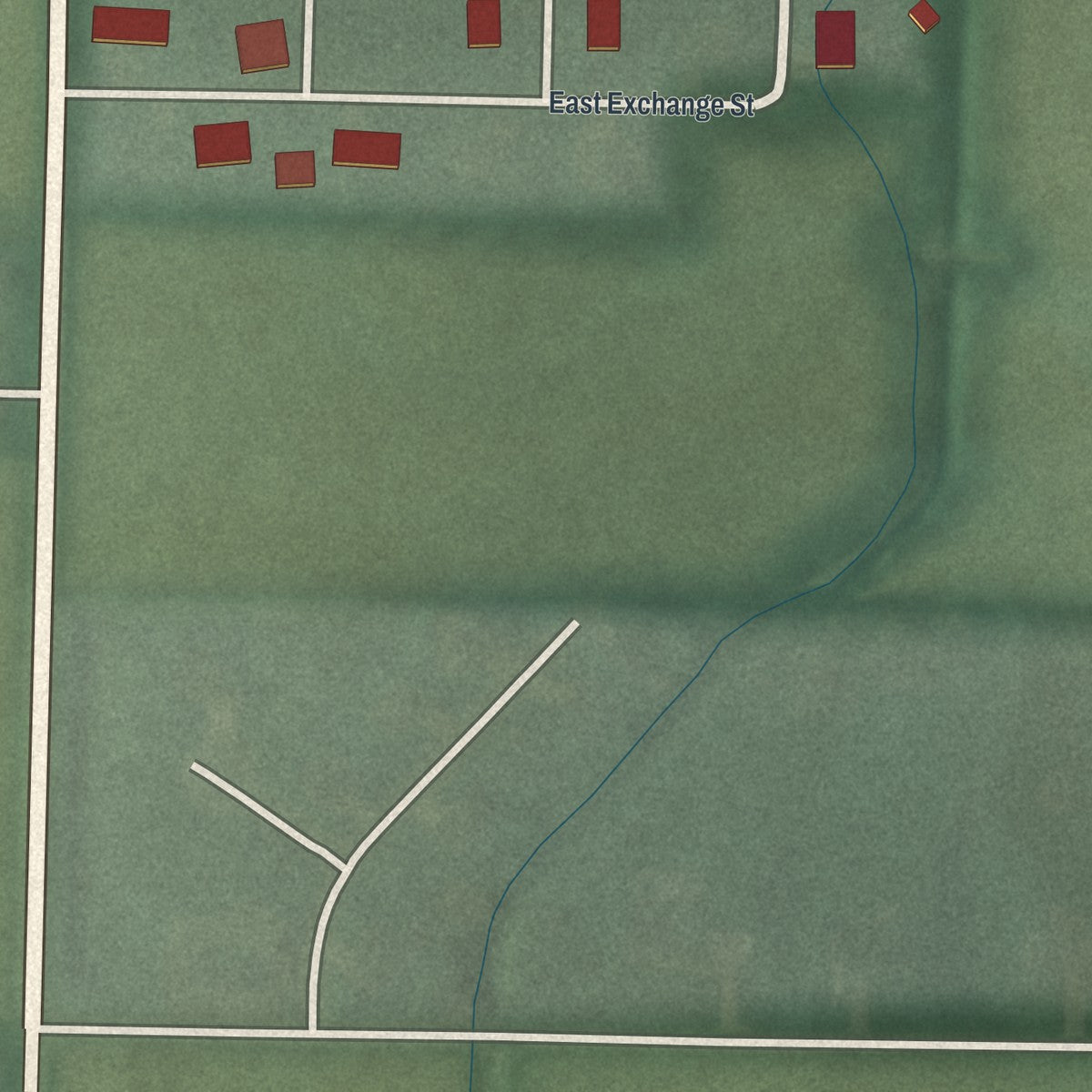 Second close-up of the map of Chickasaw, Ohio print showing more streets and buildings