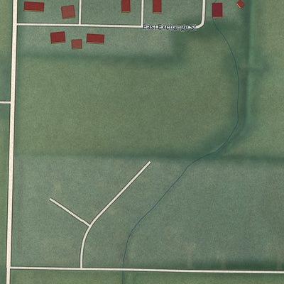 Second close-up of the map of Chickasaw, Ohio print showing more streets and buildings