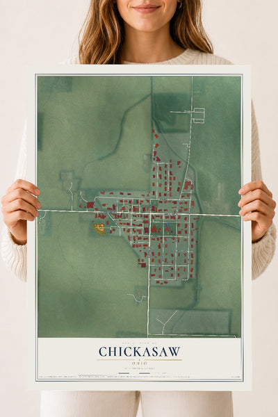 Map of Chickasaw, Ohio, 18 x 24 inch unframed archival matte print