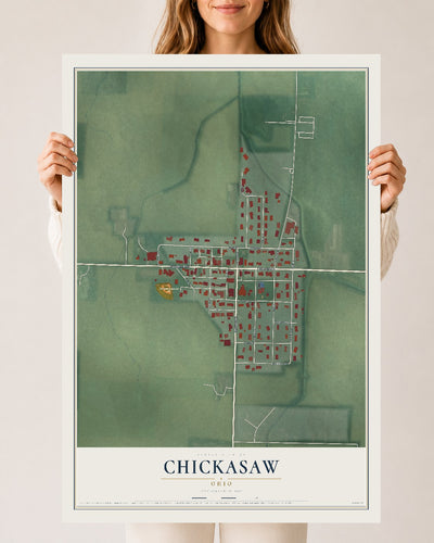 Map of Chickasaw, Ohio, 24 x 36 inch unframed archival matte print