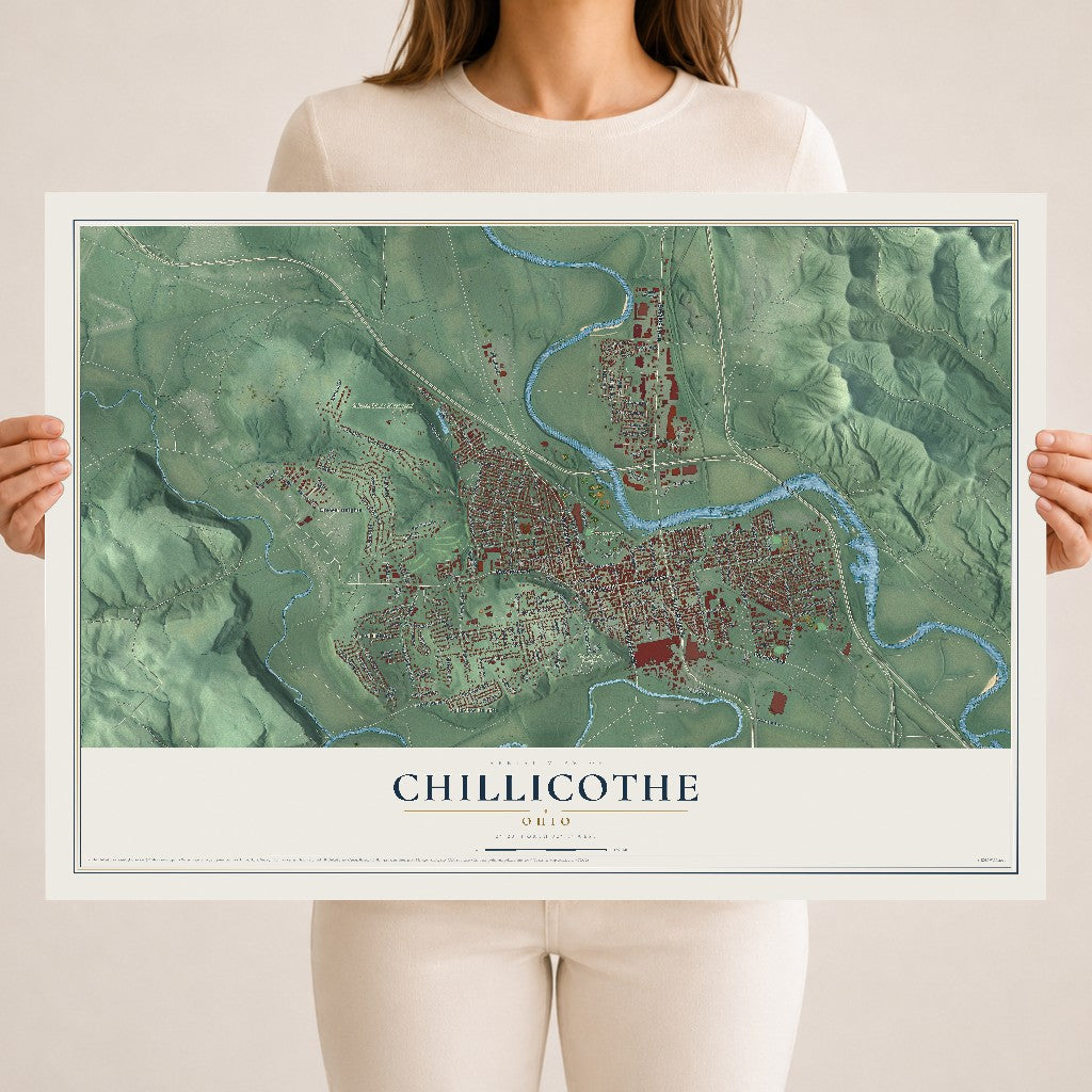 Map of Chillicothe, Ohio, 18 x 24 inch unframed archival matte print