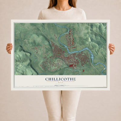 Map of Chillicothe, Ohio, 24 x 36 inch unframed archival matte print