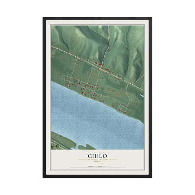 Map of Chilo, Ohio, 12 x 18 inch print in a black wood frame