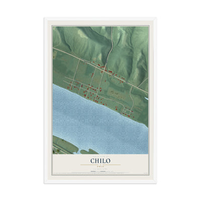 Map of Chilo, Ohio, 12 x 18 inch print in a white wood frame