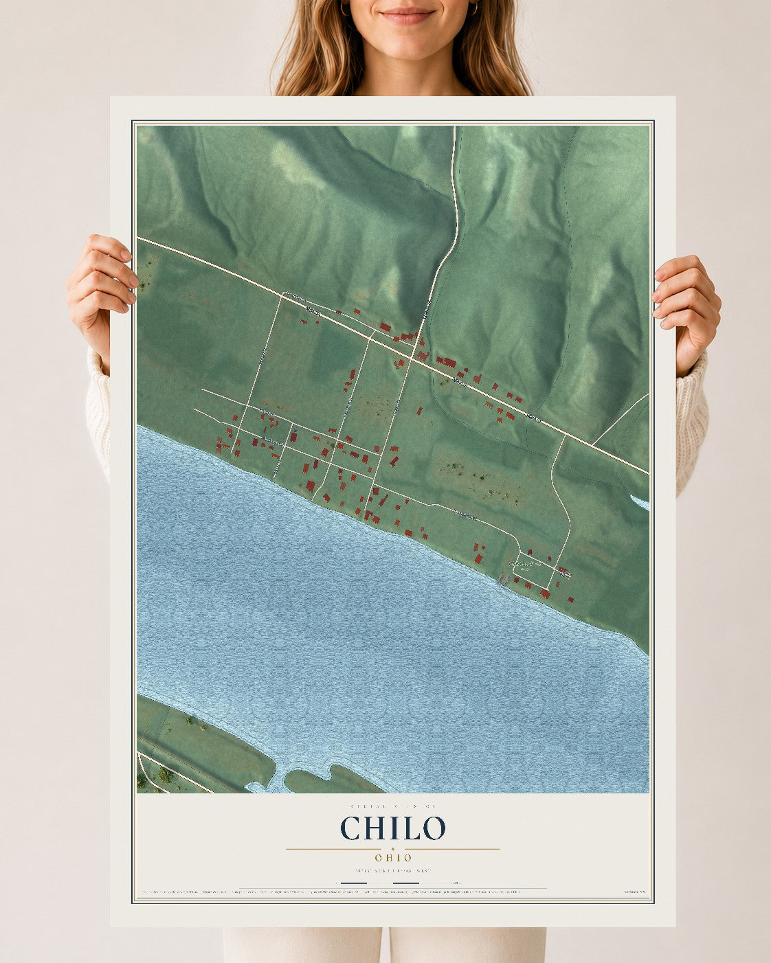 Map of Chilo, Ohio, 24 x 36 inch unframed archival matte print
