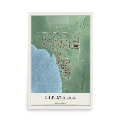 Map of Chippewa Lake, Ohio, 12 x 18 inch unframed archival matte print