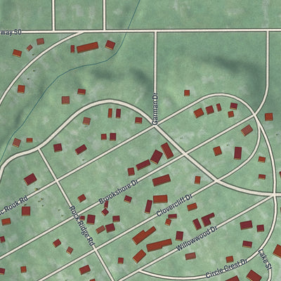 Second close-up of the map of Chippewa Lake, Ohio print showing more streets and buildings