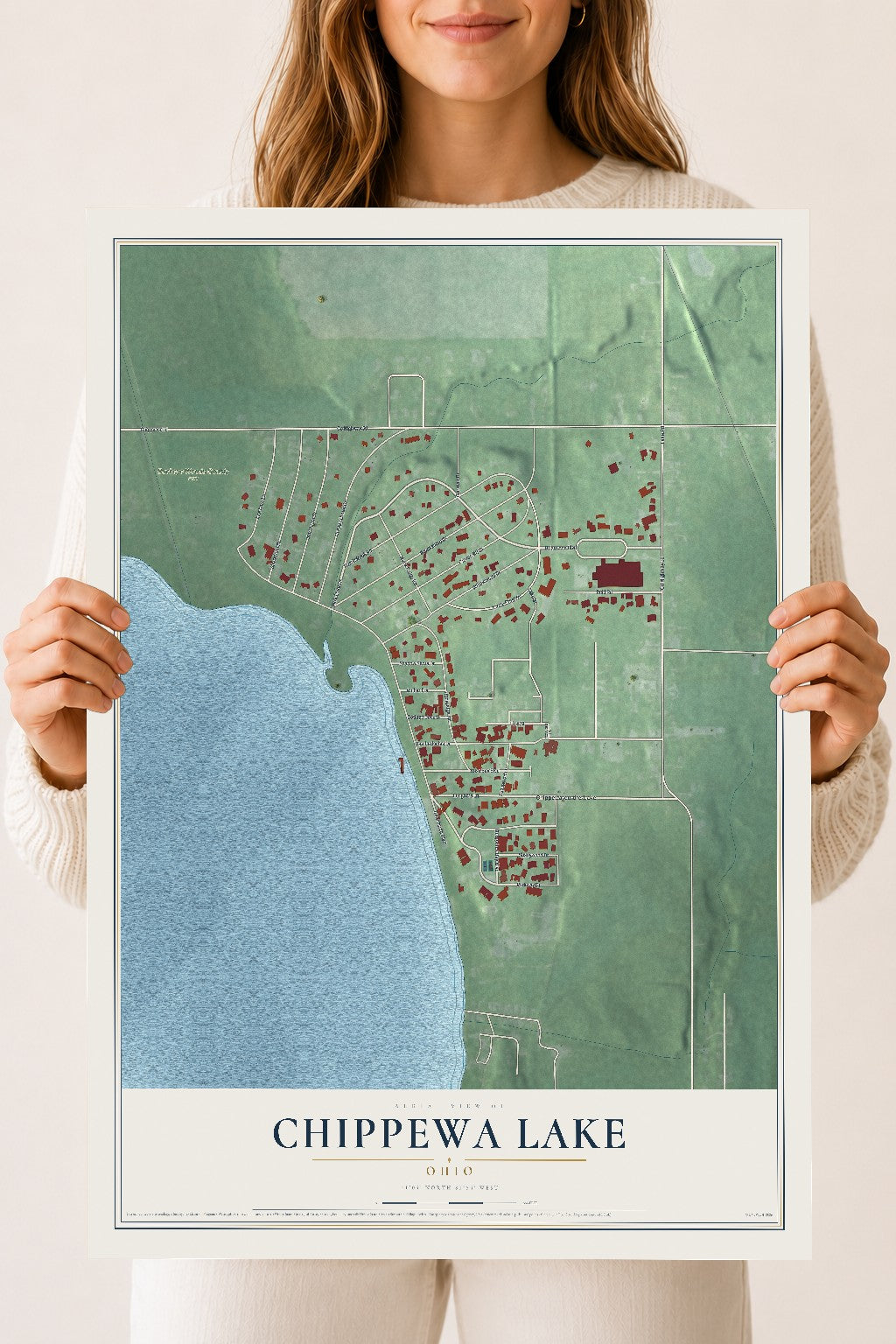 Map of Chippewa Lake, Ohio, 18 x 24 inch unframed archival matte print