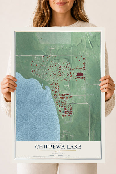 Map of Chippewa Lake, Ohio, 18 x 24 inch unframed archival matte print