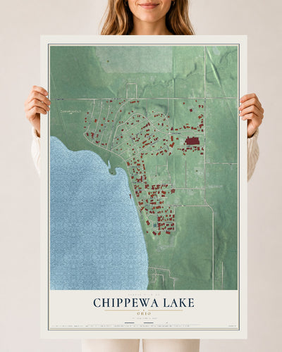 Map of Chippewa Lake, Ohio, 24 x 36 inch unframed archival matte print