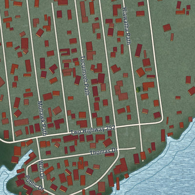 Close-up of the map of Chippewa Park, Ohio print showing street and building detail