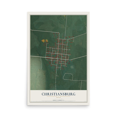 Map of Christiansburg, Ohio, 12 x 18 inch unframed archival matte print