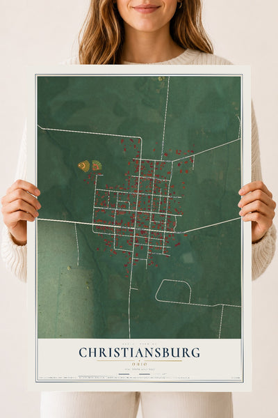 Map of Christiansburg, Ohio, 18 x 24 inch unframed archival matte print