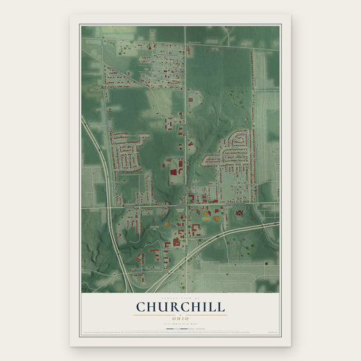 Churchill, Ohio map print, the full design