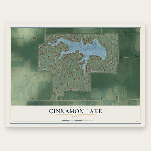 Cinnamon Lake, Ohio map print, the full design