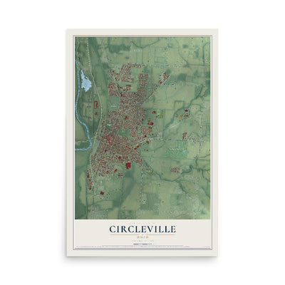 Map of Circleville, Ohio, 12 x 18 inch unframed archival matte print