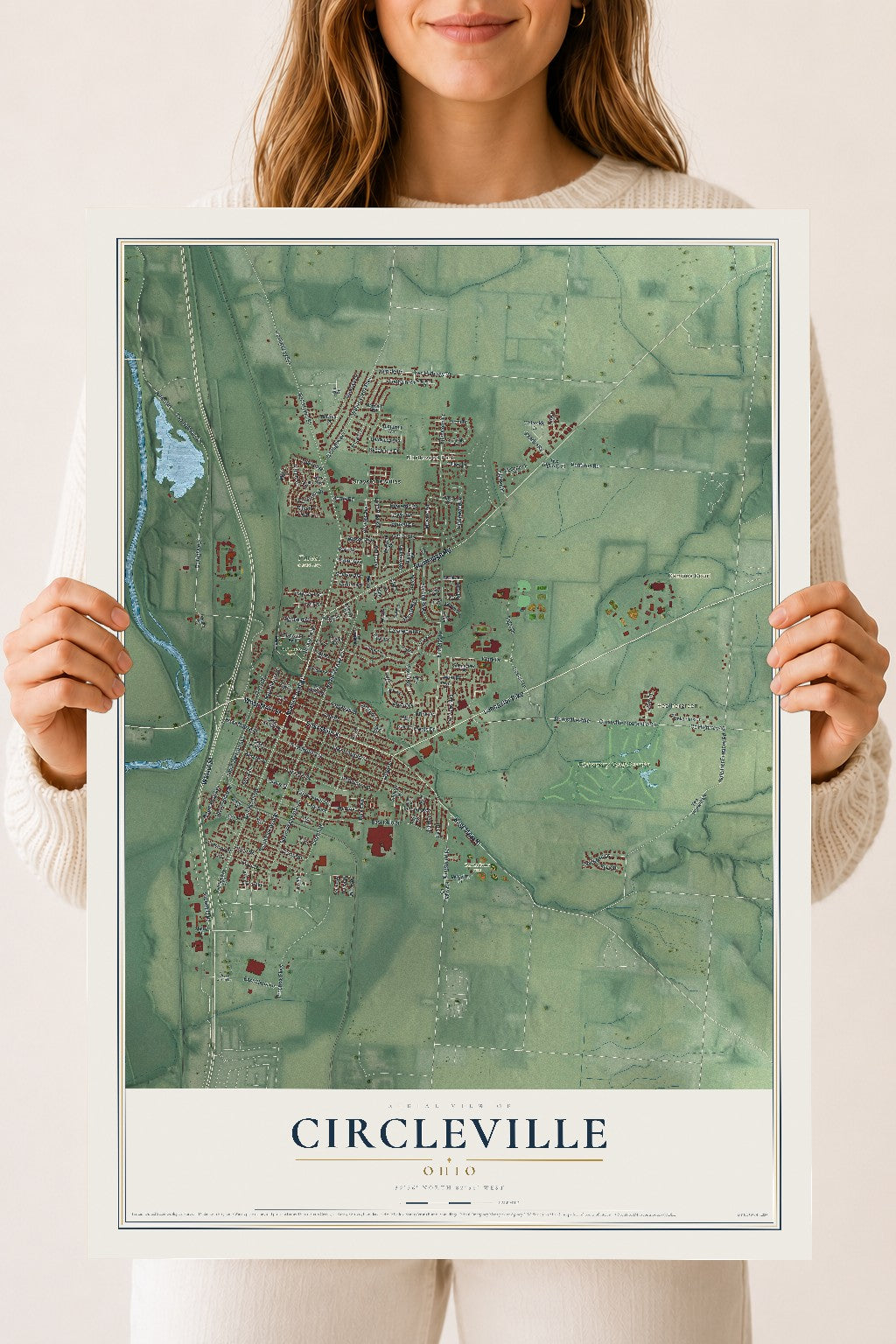 Map of Circleville, Ohio, 18 x 24 inch unframed archival matte print