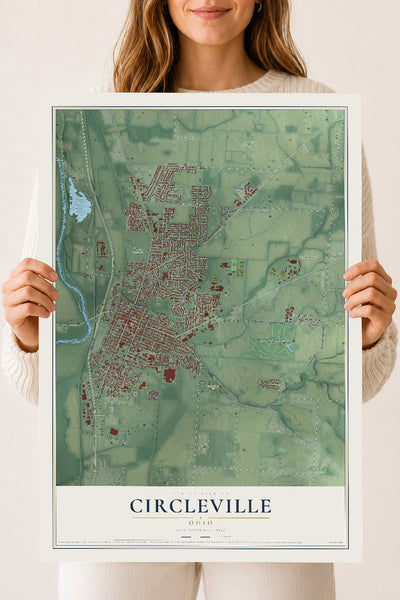 Map of Circleville, Ohio, 18 x 24 inch unframed archival matte print