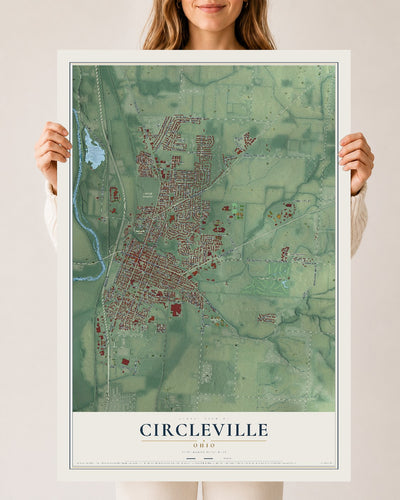 Map of Circleville, Ohio, 24 x 36 inch unframed archival matte print