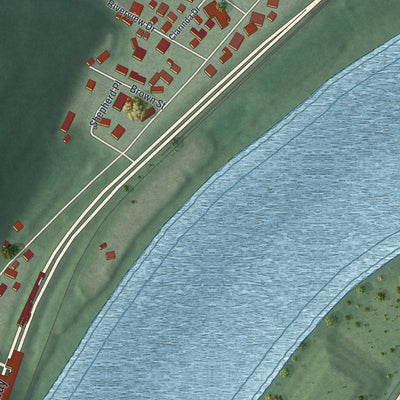 Second close-up of the map of Clarington, Ohio print showing more streets and buildings